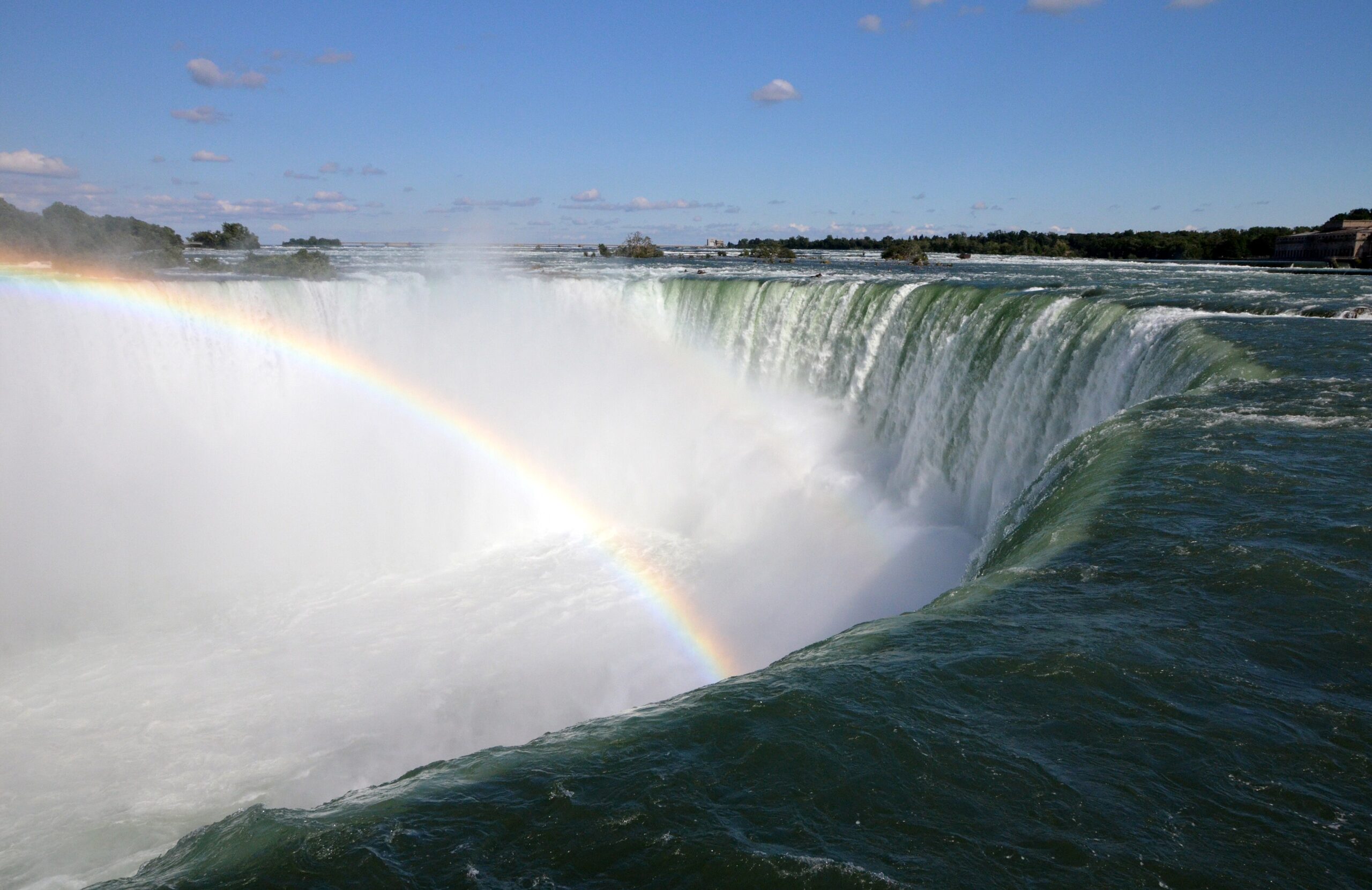 Horseshoe Falls in Niagara Falls with a rainbow in the mist