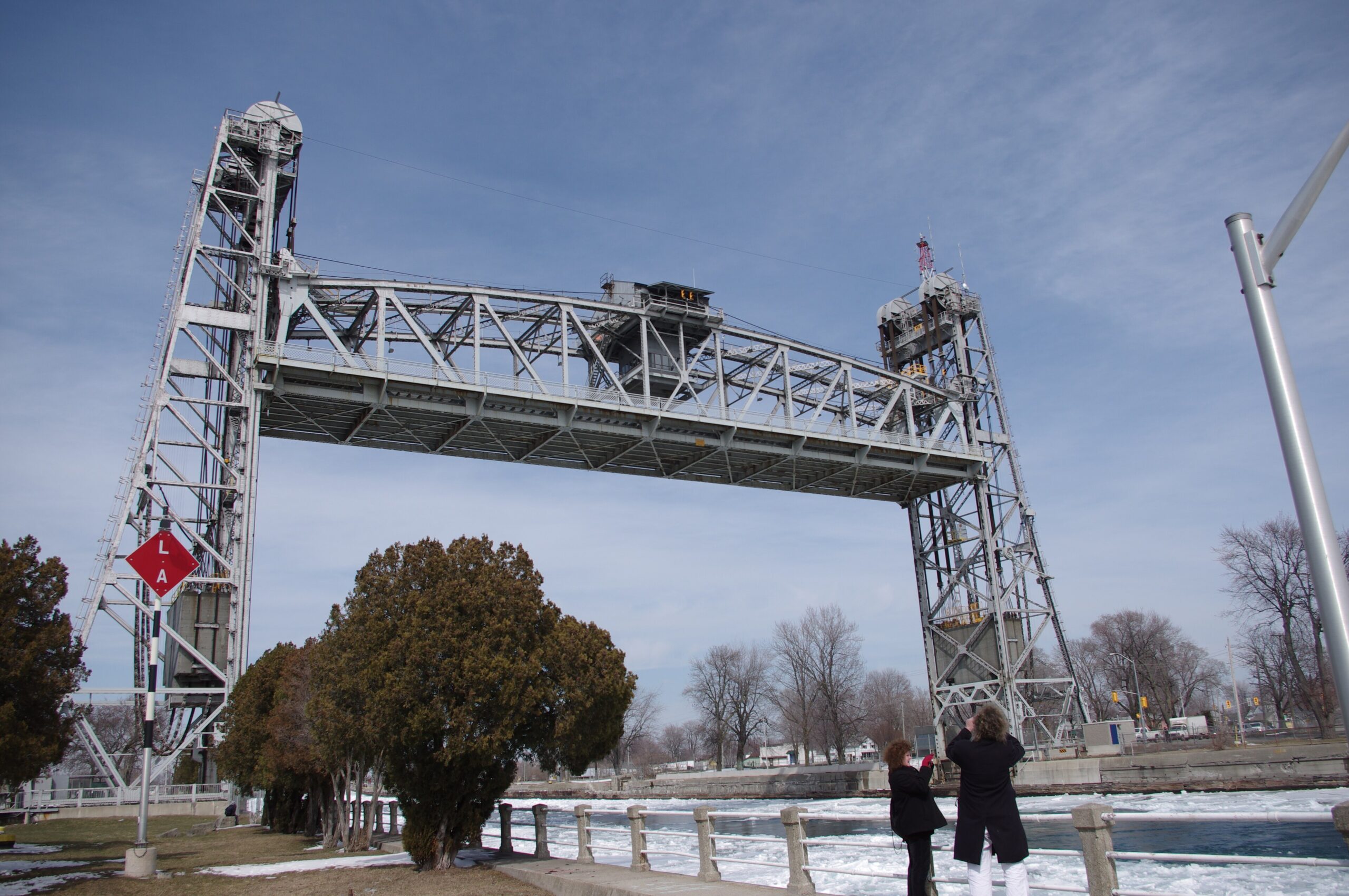 A lake freighter passing under Bridge 21 on the Welland Canal in Port Colborne